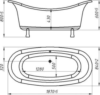 Ванна из искусственного камня AquaStone Лиона 190x86см золотые ножки